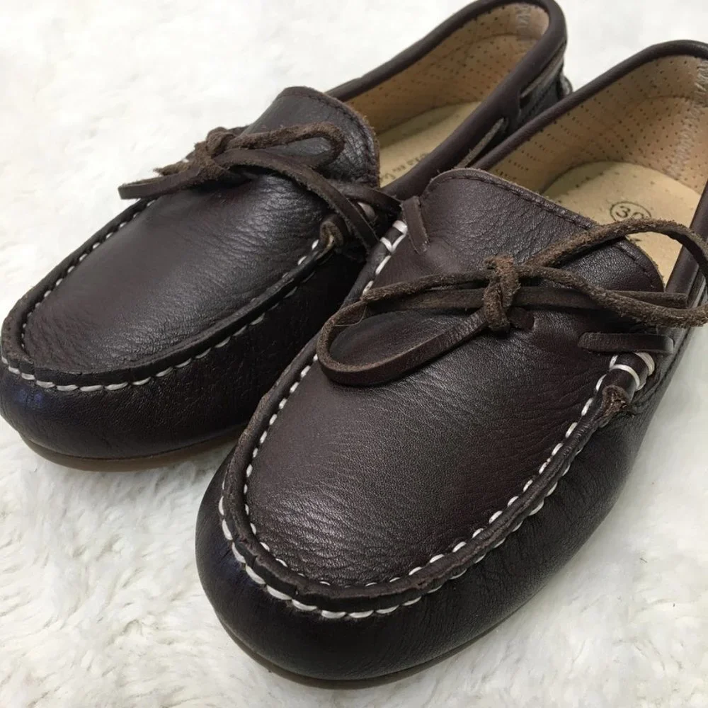 Nanos Toddler Boys Brown Leather Slip On Moccasins Shoes Size 30 / 12.5 US